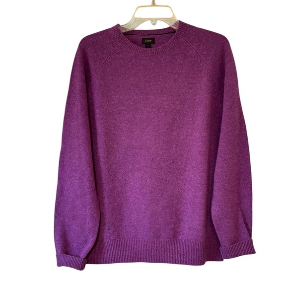 J Crew Lambs Wool Crewneck Purple Knit Sweater Sz Large - Picture 1 of 8